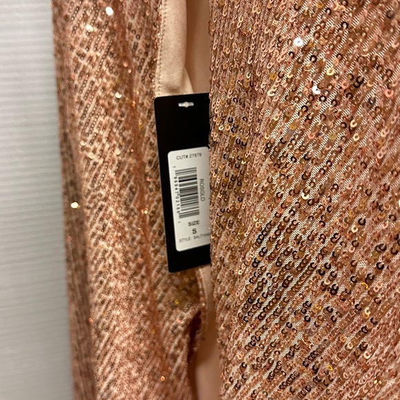 BEBE Sequin Cowl Back Midi Dress - Rose Gold - Picture 6 of 7